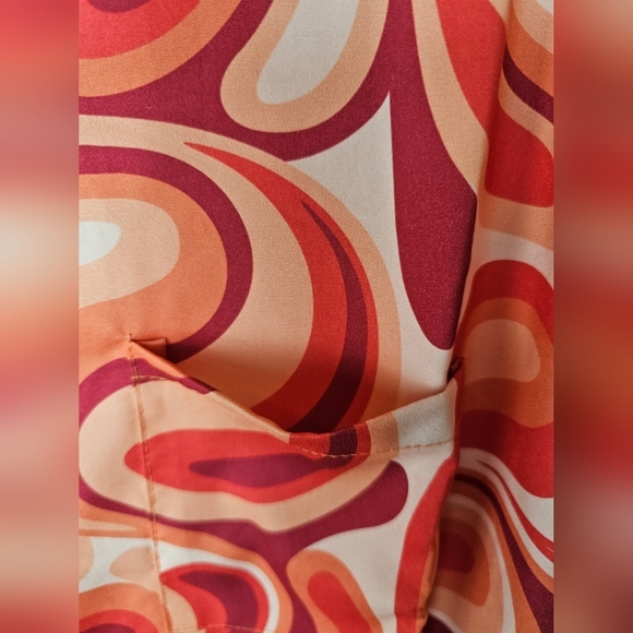 KYKU Men's Button Down Hawaiian Short Sleeve Shirt, One Pocket | Orange & White - Picture 6 of 9